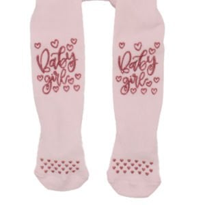 Kız Çocuk Pembe Simli Baby Girl Yazılı Külotlu Çorap