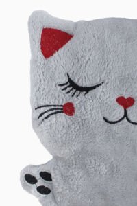 Unisex Kendinden Peluş Oyuncak Kedili Gri Fermuarlı Kapşonlu Hırka