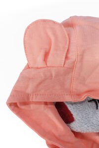 Unisex Kendinden Peluş Oyuncak Kedili Gri Fermuarlı Kapşonlu Hırka