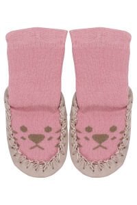 Kız Bebek Pembe Kahve Desenli Çarık Çorap