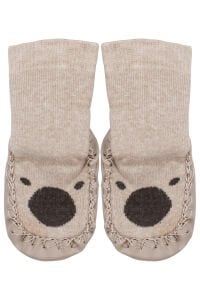 Unisex Bej Kahve Desneli Çarık Çorap