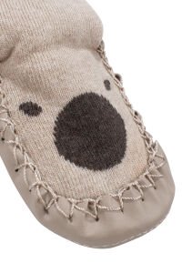 Unisex Bej Kahve Desneli Çarık Çorap