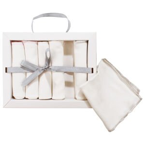 Unisex Beyaz Ekru 6'li Organik Ağız Mendili