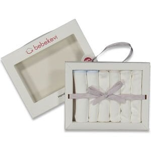 Unisex Beyaz Ekru 6'li Organik Ağız Mendili