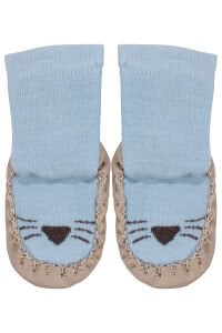 Erkek Bebek Mavi Kahve Desenli Çarık Çorap
