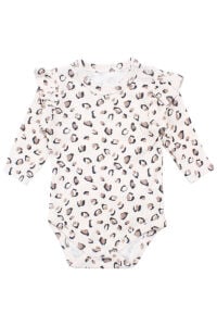 Kız Bebek Bej Kahve Leopar Desenli Fırfırlı Body Zıbın