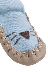 Erkek Bebek Mavi Kahve Desenli Çarık Çorap