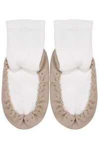 Unisex Ekru Kahve Düz Çarık Çorap