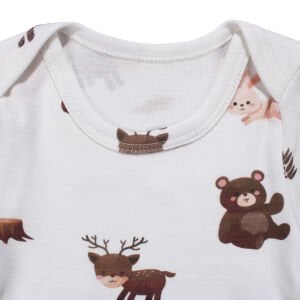 Unisex Ekru Kahve Ceylanlı Desenli Uzun Kol Body Zıbın