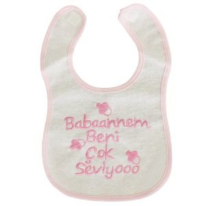 Kız Bebek Babaannem Beni Çok Seviyo Yazılı Pembe Önlük