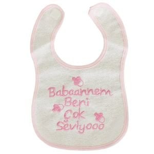 Kız Bebek Babaannem Beni Çok Seviyo Yazılı Pembe Önlük