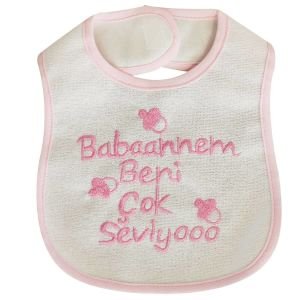 Kız Bebek Babaannem Beni Çok Seviyo Yazılı Pembe Önlük