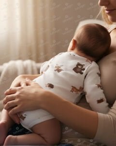 Unisex Ekru Kahve Ceylanlı Desenli Uzun Kol Body Zıbın