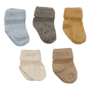 Bej Sarı Gri 5'li Çorap Set 0-6 Ay