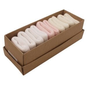 Beyaz Pembe Ekru 5'li Çorap Set 0-6 Ay