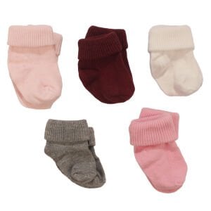 Pembe Bordo Gri 5'li Çorap Set 0-6 Ay
