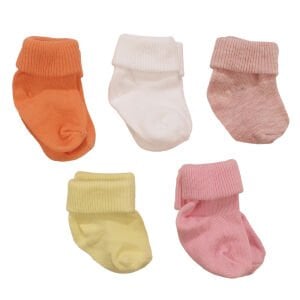 Turuncu Pembe Sarı 5'li Çorap Set 0-6 Ay