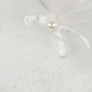 Kız Bebek Beyaz Tüllü Boncuklu Çorap 0-6 Ay