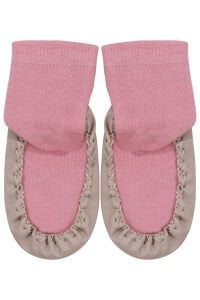 Kız Çocuk Pembe Kahve Düz Çarık Çorap