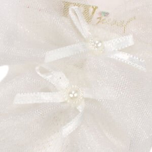 Kız Bebek Ekru Tüllü Boncuklu Çorap 0-6 Ay