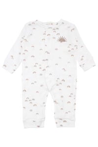 Unisex Beyaz Gökkuşağı Baskılı Tulum 0-3 Ay