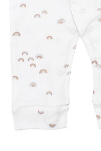 Unisex Beyaz Gökkuşağı Baskılı Tulum 0-3 Ay