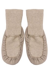 Unisex Bej Kahve Düz Çarık Çorap