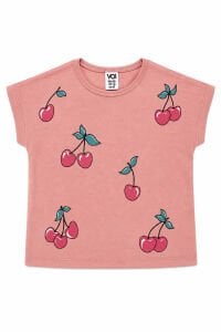 Kız Çocuk Pembe Kiraz Desenli Şortlu 2'li Takım