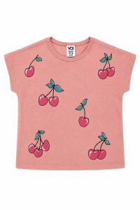 Kız Çocuk Pembe Kiraz Desenli Şortlu 2'li Takım