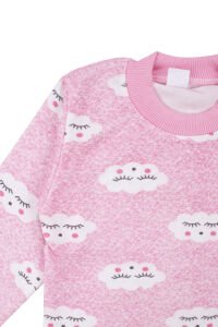 Kız Bebek Bulut Desenli Alt Üst Pembe 2'li Pijama Takım