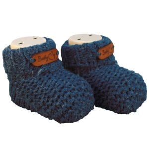 Unisex Lacivert Deri Armalı Triko Patik 0-6 Ay