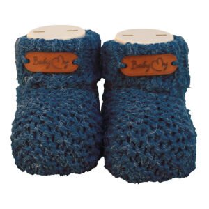 Unisex Lacivert Deri Armalı Triko Patik 0-6 Ay