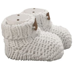 Unisex Ekru Deri Armalı Triko Patik 0-6 Ay