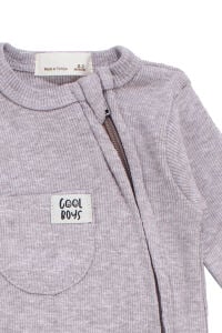 Erkek Bebek Cool Boys Gri Fermuarlı Tulum 0-3 Ay