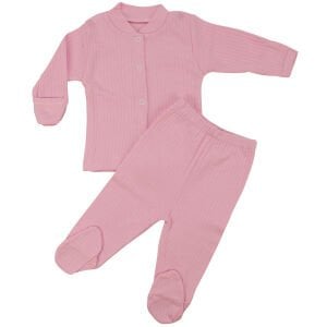 Kız Bebek Pembe Fitilli Çıtçıtlı 2'li Pijama Takımı 0-3 Ay