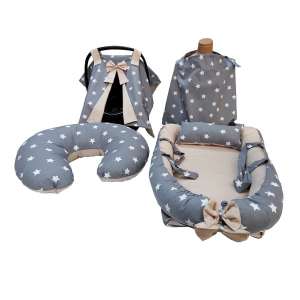 Kahve Gri Yıldızlı 4'lü Babynest Set