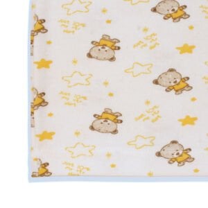 Unisex Beyaz Sarı Yıldız Ayılı Desenli Pijama Takımı