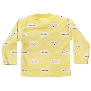 Bulut Desenli Alt Üst Sarı 2'li Pijama Takım