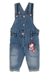 Kız Çocuk Düğmeli Kot Salopet Tulum