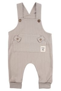 Erkek Bebek Bej Çizgili Cepli Salopetli Badili Tulum