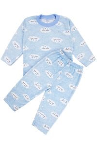 Erkek Bebek Bulut Desenli Alt Üst Mavi 2'li Pijama Takım