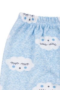 Erkek Bebek Bulut Desenli Alt Üst Mavi 2'li Pijama Takım