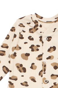 Kız Bebek Leopar Desenli Çıtçıtlı Manşetli Tulum