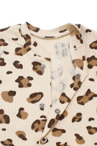 Kız Bebek Leopar Desenli Çıtçıtlı Manşetli Tulum