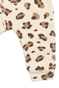 Kız Bebek Leopar Desenli Çıtçıtlı Manşetli Tulum
