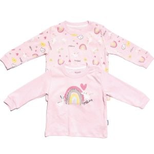 Kız Bebek Pudra Güneş Gökkuşağı Baskılı 2'li Body Set