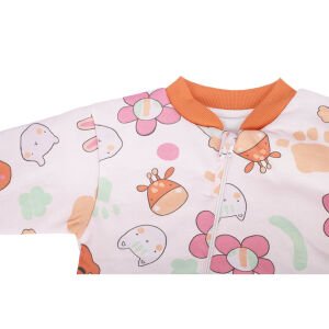 Kız Çocuk Turuncu Çiçek Hayvan Desenli Uyku Tulumu