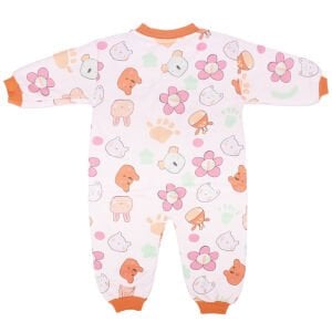 Kız Çocuk Turuncu Çiçek Hayvan Desenli Uyku Tulumu