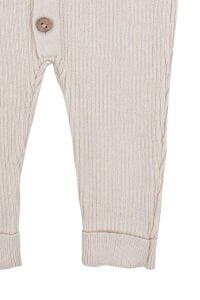 Erkek Bebek Bej Düğmeli Bereli Triko Tulum