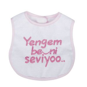 Kız Bebek Yengem Beni Çok Seviyooo Nakışlı Pembe Su Geçirmez Önlük